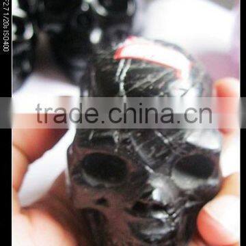 Nature Alien black tourmaline Crystal skull for sale