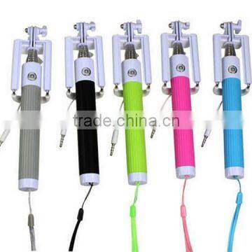 2015 best selling retail items Newest foldable selfie stick with cable for travel tourism Most Popular wired monopod