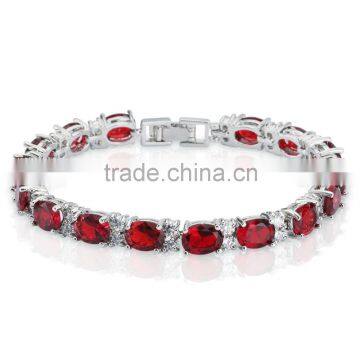 Rellecona passion red solitaire tennis bracelet white gold plated jewelry