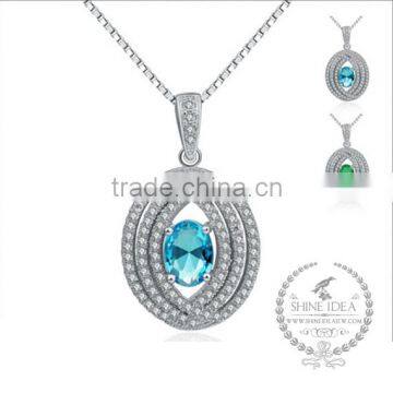 925 sterling silver green,blue zircon creative pendant necklace fashion women necklace supplies 6360449