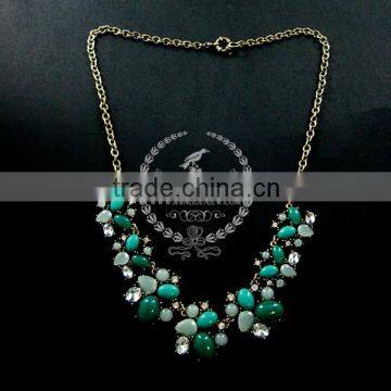 vintage bronze green stone cabochon chunky choker women statement necklace fashion chic jewelry 2013 6390022