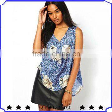 2013 High Fashion Design Women Summer Loose Blouse&tops Animanl Printed Blouse Deep v Collar Top Shzk 78
