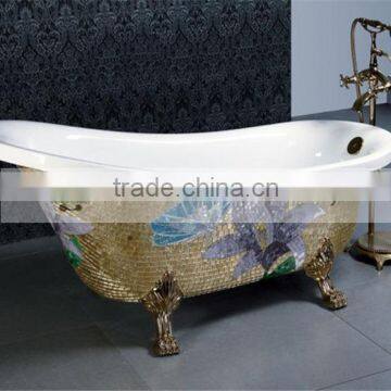 MB PBT-SL-G03 chinese handmade mosaic art golden bathtub mosaic bathtub