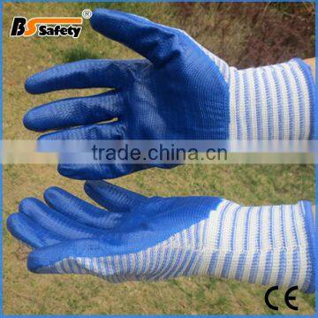 BSSAFETY Hot sale zebra nitrile coated industrial working gloves