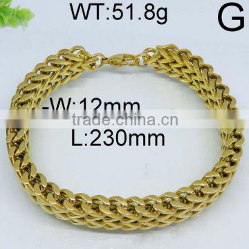 Fashion style mens stainless steel gold color bracelet