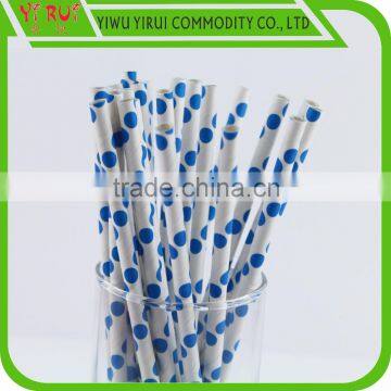 white bottom dot 6*197mm paper drinking straws