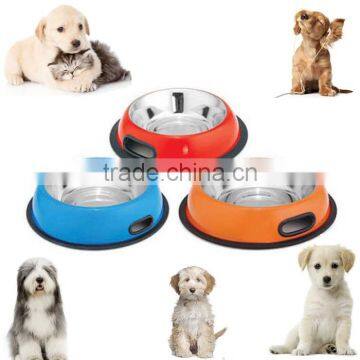 Antiskid Dog Bowl Belly Shape Coloured With Holding Bracket