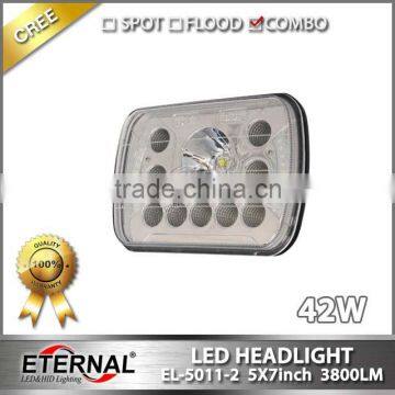 New-5x7in 42W Automotive Truck off Road Sealed Beam Led Headlight Dual Beam With Halo Ring H4 Plug photo-2