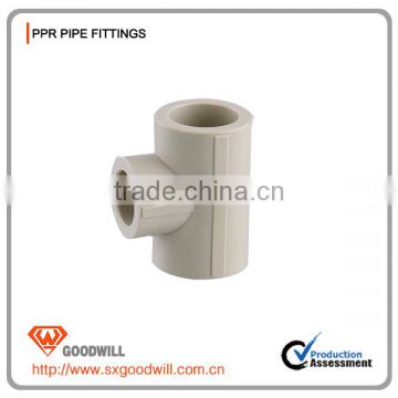 china manufacturer PPR pipe fitting grey tee with plastic mateial