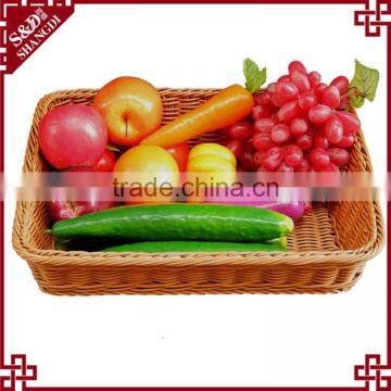 S&D Food Grade Hot Selling Poly Rattan Rectangle Handmade Washable Fiber Storage Plastic Fruit Tray photo-3