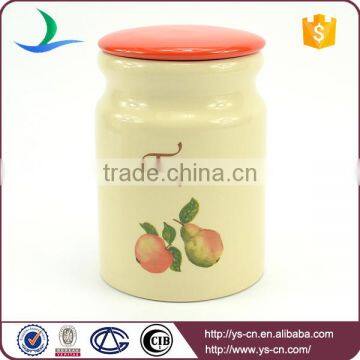 Fruit Decal Ceramic Storage Jars With Red Lid photo-5