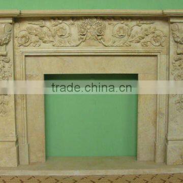 Beautiful Yellow Marble Floral Fireplace