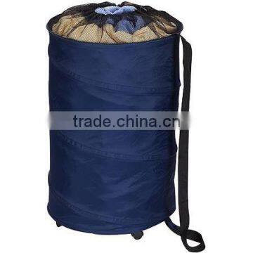 Vivinature Collapsible Hamper, White With Blue Trim photo-3