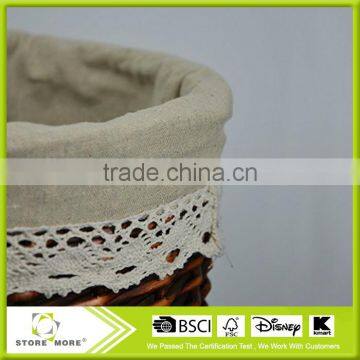 Round Wicker Laundry Basket With Lid and Linen Liner,Pack of 2 photo-3