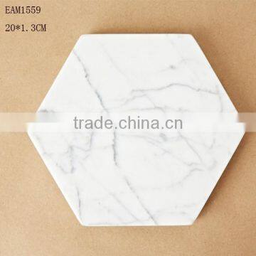 Hexagon coaster for popular homewares in white marble