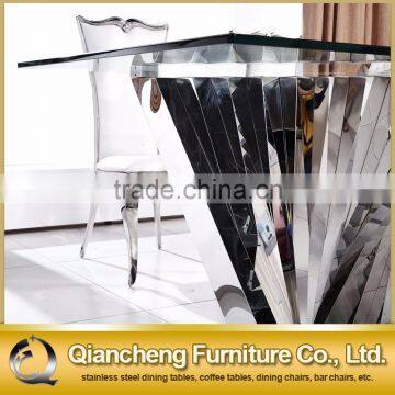 Fashion Stainless Steel Dining Table With Glass Modern Furniture photo-3