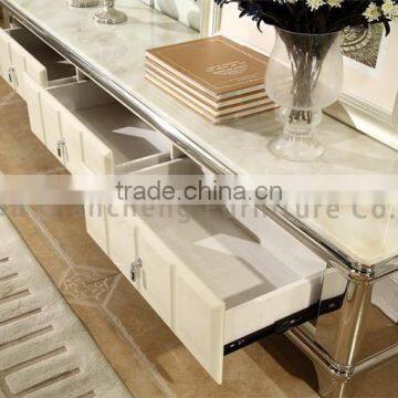 Dining Room White TV Stand Marble Top photo-3