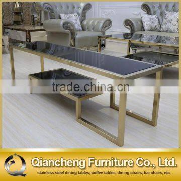 Eurpean Style Stainless Steel Golden Glass tv Stand photo-5