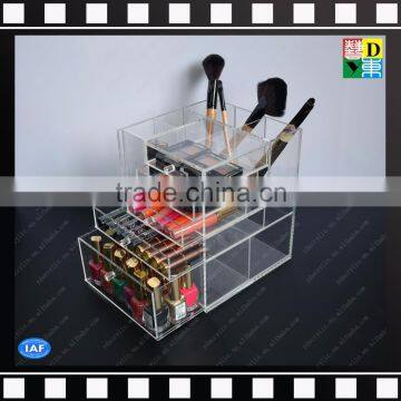Customized Clear Round Handle Lucite Desktop Acrylic Cosmetics Makeup Organizer With 5 Drawers photo-2