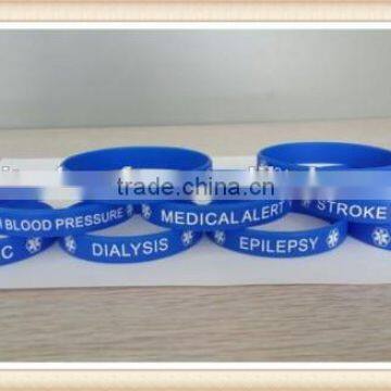 Medical Alert Blue Surgical Grade Silicone Rubber Bracelet Wristband Emergency