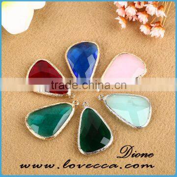 Wholesale Gold/silver Plated Glass Bezel Pendant ,glass Stones With Brass Frame photo-3