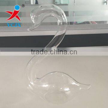 Wedding Decoration Gift Hand Blown Clear Glass Swan Vase