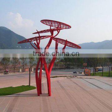 Stainless steel red color decorative outdoor metal tree abstract art sculptures