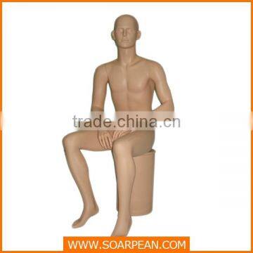 Fashion Fiberglass Sitting Realistic Male Mannequin