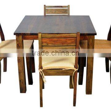 Indian traditional wooden dining table set with cushion chair