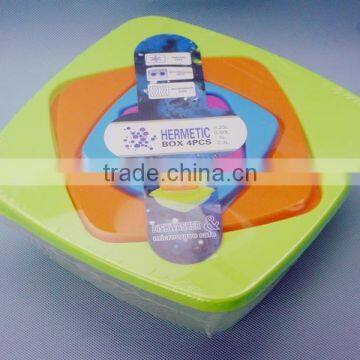 4PC Plastic color square fresh bowl/food container