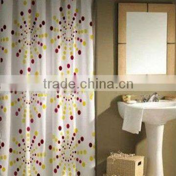 Print PEVA shower curtain and bath accessory