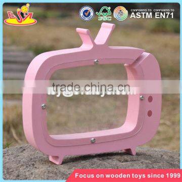 Wholesale TV Shape Girls Wooden Coin Bank Best Deisgn Lovely Wooden Coin Bank With Logo Customize W02A253 photo-2