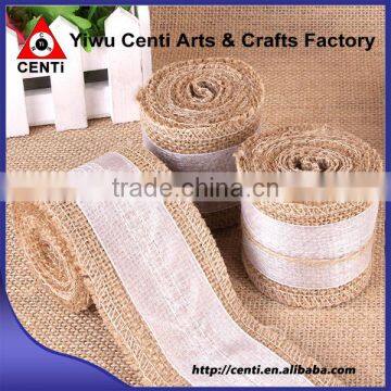 Natural Jute Hessian Burlap Ribbon With Lace Trims Tape Belting Strap Crafts photo-4