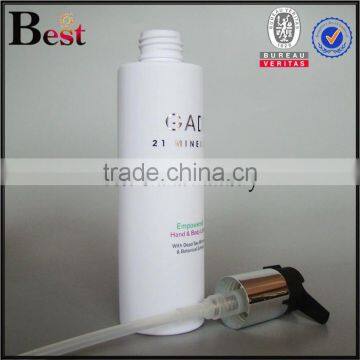 Cosmetic Screen Printing Flat Shoulder Beard Oil Pomade Shampoo Detergent Lotion White Aluminum Pump 200ml Plastic Bottle photo-5