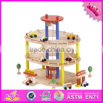 2016 new products interesting wooden toy car garage for toddlers W04B045