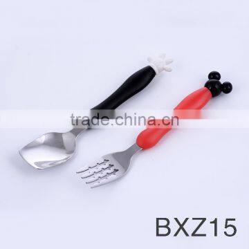 BXZ15 Adorable Cute Carton Cutlery Set Kitchen Utensils Baby Spoon and Fork Set photo-3