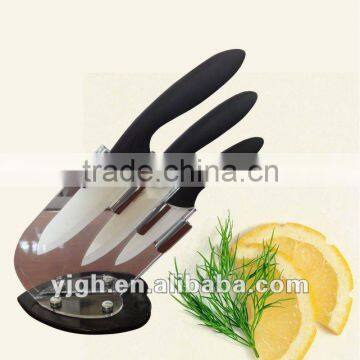 3 pieces ceramic kitchen knife set with Arylic block