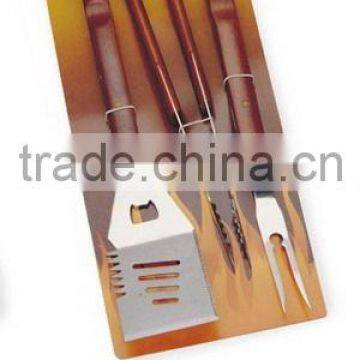 Wooden Handle With 2 Copper Rivets Barbecue Tools Set
