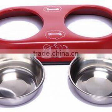 Popular Design Wholesale Double Pet Bowl Colorful Multiple Pet Feeder Bowl 12cm/14cm photo-4