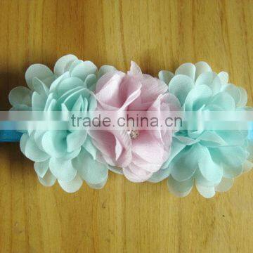 Chiffon Flower With Pearl Rhinestone in Center for Kids Hair Accessories photo-2
