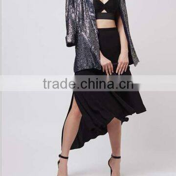 The boutique new design asymmetric long skirt models party wear skirt