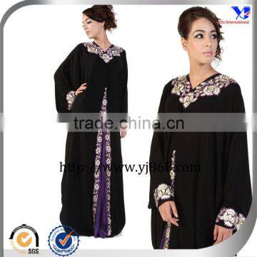 Black Color Moroccan Styles Women Dubai Abaya Kaftan