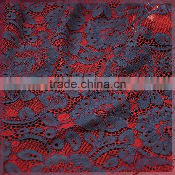 2 colors colorful floral warp knitting lace,jacquard cotton nylon cord lace fabric for dress