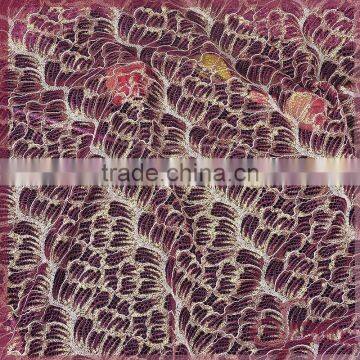 Pink/blue metallic tricot knitting wholesale african fancy lace fabric for dress/ tops