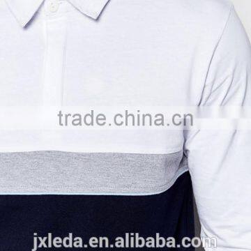 Color Block Long Sleeve 100% Cotton Rugby Polo Shirt, Men Sports Team Wear Custom photo-3