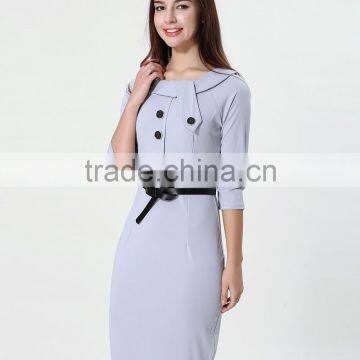 Yihao Trade Assurance New Women Casual Dress Elegant Party Vintage Polka Solid Work Clothing Ladies Office Wear Dresses Dress photo-3