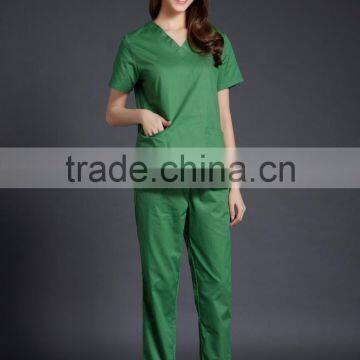 Juqian 2016 hospital wear cotton/polyester V neck design nursing nurse uniforms set
