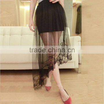 European style leopard chiffon gauze skirts long skirts length skirt