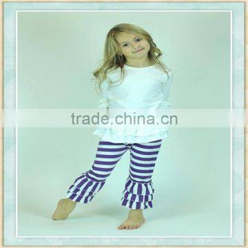 Girls boutique clothing set write ruffle top legging pants container of uesd thiland clothes wholesale