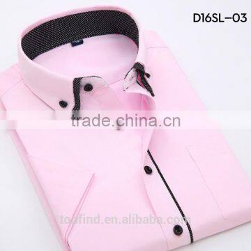 2016 New Arrival Summer Season Fancy 35% Cotton Double Collar Solid Color Short Sleeve Shirt for Man photo-3